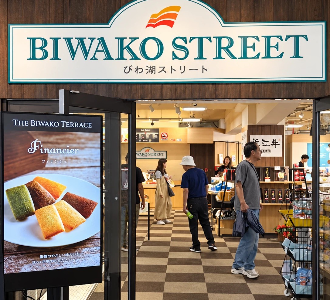 The entrance to Biwako Street, the shop at the base station