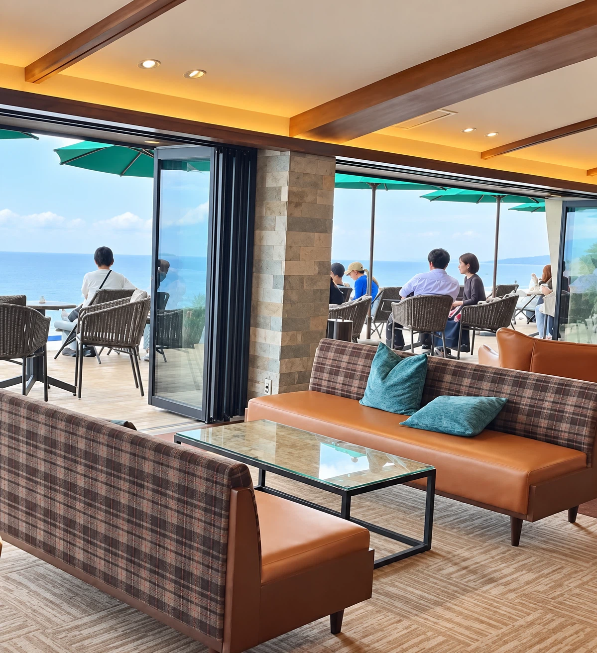 Inside Terrace Café, looking out over Lake Biwa