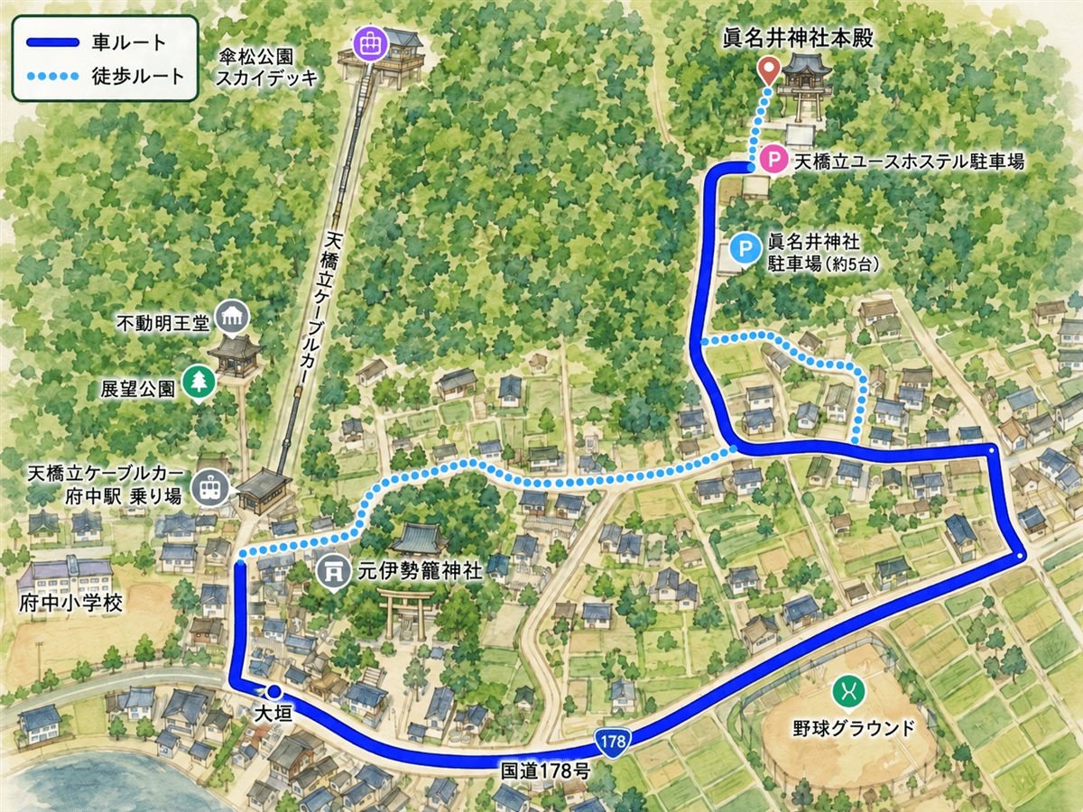 眞名井神社へのアクセスMAP