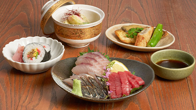 Dishes served on the Tango KURO-MATSU Train Local Fish Course, autumn and winter 2026